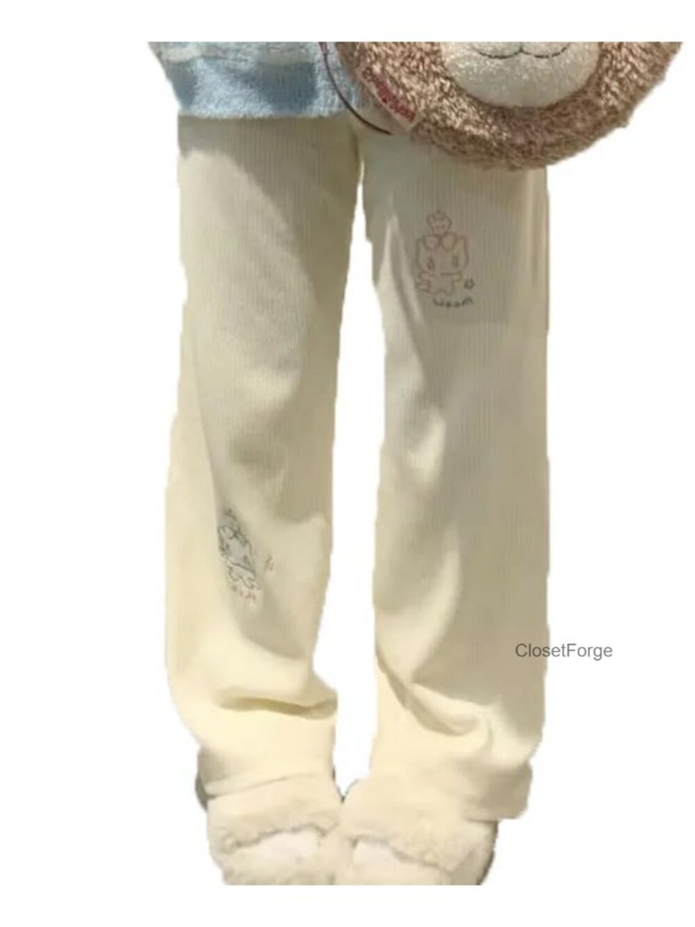 Wide Leg Corduroy Pants Cat Embroidery Harajuku Kawaii Trousers